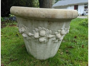 Large Cement Stone Planters 1 Of 2 - In Excellent Condition