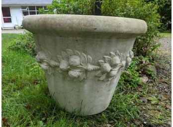 2 Of 2 Cement Planter With Leaf Motif