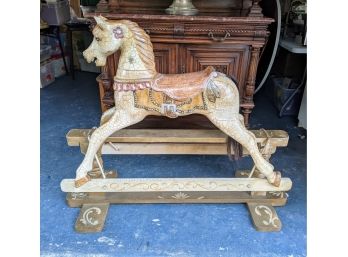 Fantastic Carousel Size Wooden Horse On Rocker Shipped From Paris To New York