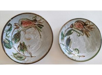 Two Designer Hand Painted Designer 'Thiry' Ceramic Bowl