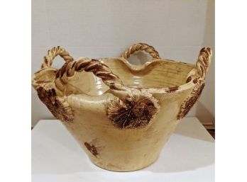 Very Large And Impressive Aristica Bowl With Woven Handles  Original Retail Price Approx. $1600