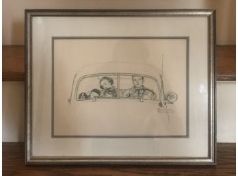 Norman Rockwell Family In Auto Framed Print