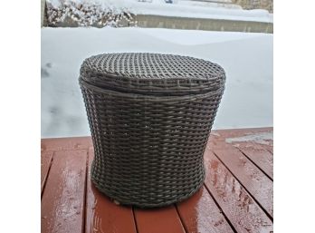 Woven Outdoor Table With Hidden Storage