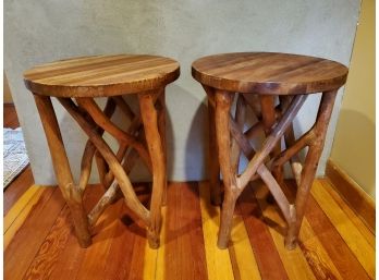 Amazing! Set Of (2) Twisted Leg Wooden Tables