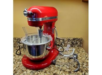 Red KitchenAid Professional HD Mixer With Attachments