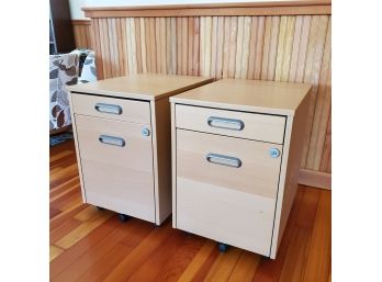 Attractive Rolling File Cabinets With Hidden Storage - Set Of (2)