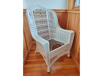 Great Lines! Antique Wicker Chair, Painted White -- Just Needs A Cushion