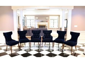 Set Of 6 Tufted Back Velour Arm And Dining Chairs By Artistic Frame 1 Of 2