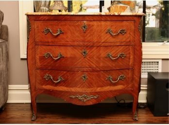 Vintage Marble Top 3 Drawer Bombe Chest