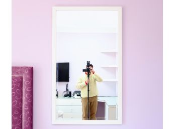 Large Beveled Glass Mirror With White Wood Frame 1 Of 2