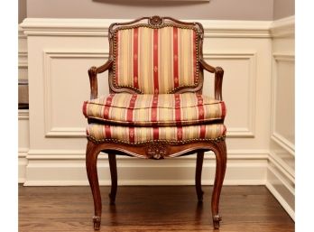 Neo Classic Striped Upholstered Arm Chair 1 0f 2