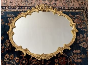 Large Vintage Gilt Wood Framed Oval Mirror