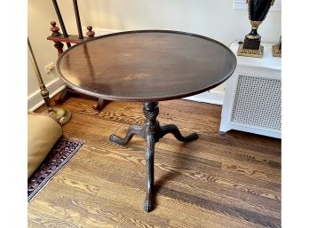 Antique Mahogany Tilt Top Tripod Table With Claw Feet