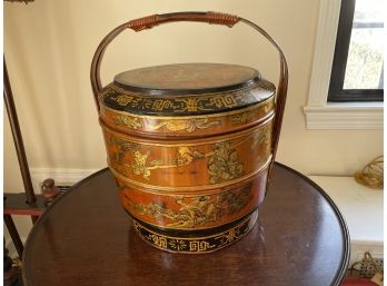 Antique Chinese Wedding Basket With Polychrome Decoration