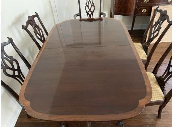 Stickley Furniture Mahogany Double Pedestal Dining Table & Six Chairs