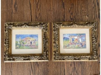 Pair Of Polychrome Vintage Oil Paintings By Rachel Hartley (American, 1884-1955)