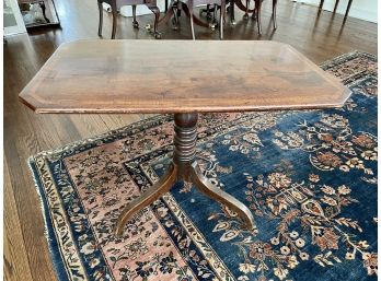 Antique Wood Tripod Table With Satinwood Cross Banding