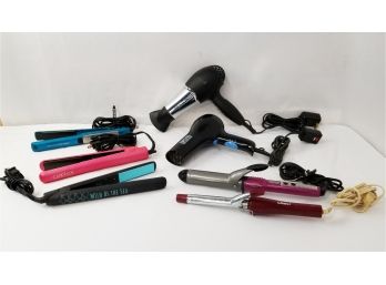 Selection Of Women's Hair Styling Tools: Blow Dryers, Curling Irons & Flat Irons Revlon, Conair, Clairol