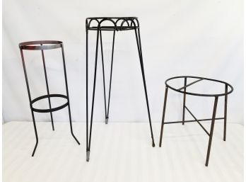 Three Wrought Iron Plant Stands