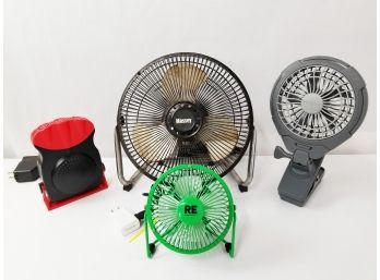 Four Small Portable Fans