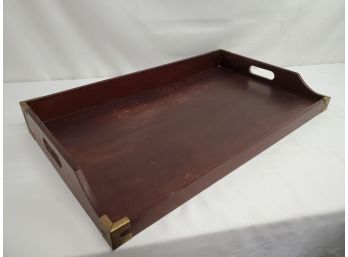 Vintage Wood And Brass Coffee Table Tray Style Top - No Base