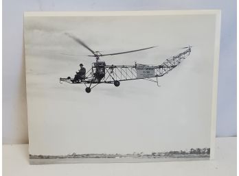 Vintage Vought-Sikorsky VS300 Helicopter Black & White Photograph