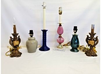 Groupings Of Six Various Sized Table Lamps