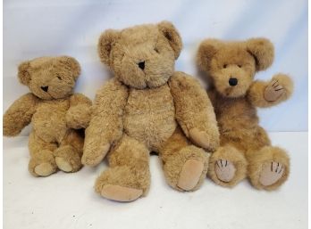 Three Boyds & Vermont Jointed Plush Brown Teddy Bears