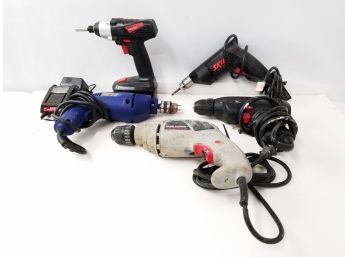 Five Electric Drills: Craftsman, Skil, Drill Master, Task Force & Benchtop