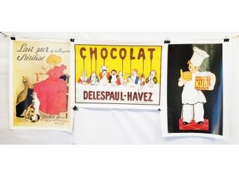 Three Vintage French Advertising Posters (see Description For Details)