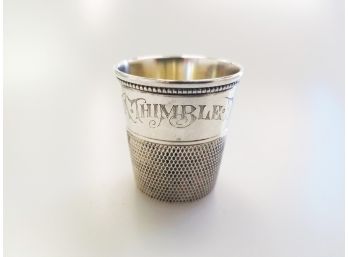 Antique Sterling Silver 'Only A Thimble Full' Jigger Shot Glass