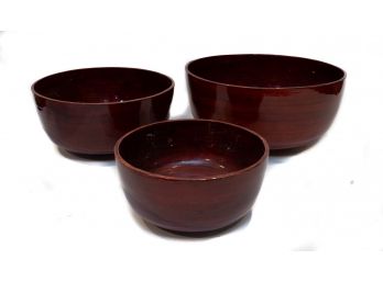 Z Gallerie Lacquered Bamboo Bowls - Set Of 3