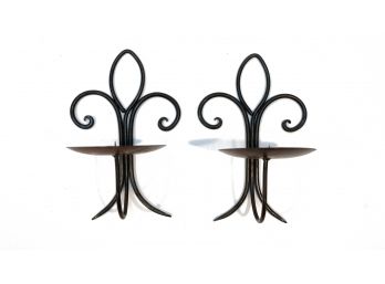 Metal Wall Mounted Sconce Candle Holders - A Pair