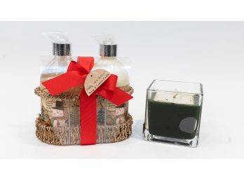 Aroma Candle And Holiday Themed Hand Soap & Lotion Set - Both New