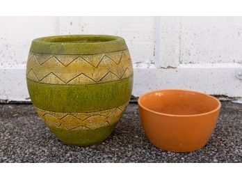 Vintage Style Ceramic Planter Pots - A Duo