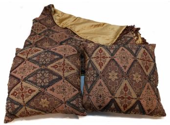 Pier 1 - Bohemian Style Beaded Blanket W Matching Accent Pillows