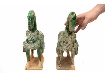 Vintage Tang Style Chinese Ceramic Horses - A Pair