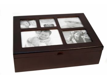 Wooden Keepsake Box W Picture Frame Lid