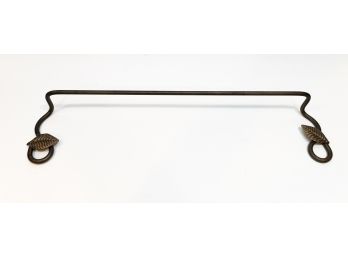 Brushed Bronze Tone Metal Towel Rack W Leaf Motif