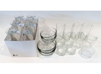 Glass Bonanza - Two Glass Tea Infusers, Footed Candy Dish, Bowls, Tumblers, Rocks And Wine Glasses