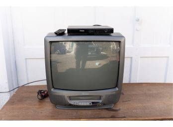 Memorex TV With VHS Player And Philips DVD Player