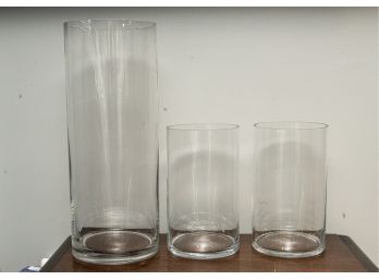 Round Glass Flower Vases - Three