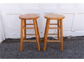 Wooden Counter Stools - A Pair