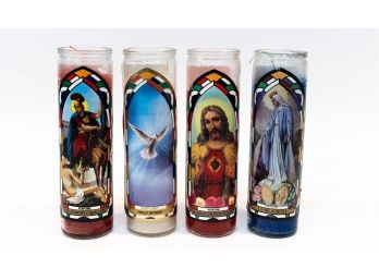 Assorted Saints Religious Prayer Candles - Set Of 4