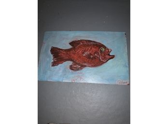 Oil On Board Painting Of A Fish, Great Look/texture Signed