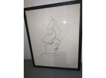 Geometric Surrealist Portrait Computer Generated Drawing Signed