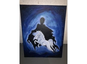 Sparkly Oil On Canvas Horse Inside A Demon