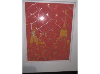 Unique Mixed Media Bobby Hill Serigraph NYC City Scape At Night