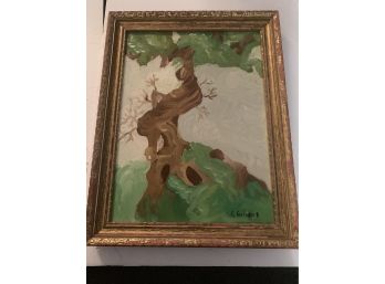Unique Oil On Canvas Painting Of A Tree Signed A. Gilardi