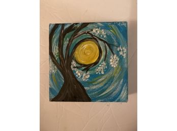 Swirl Tree Painting On Canvas, 6 Inches Square